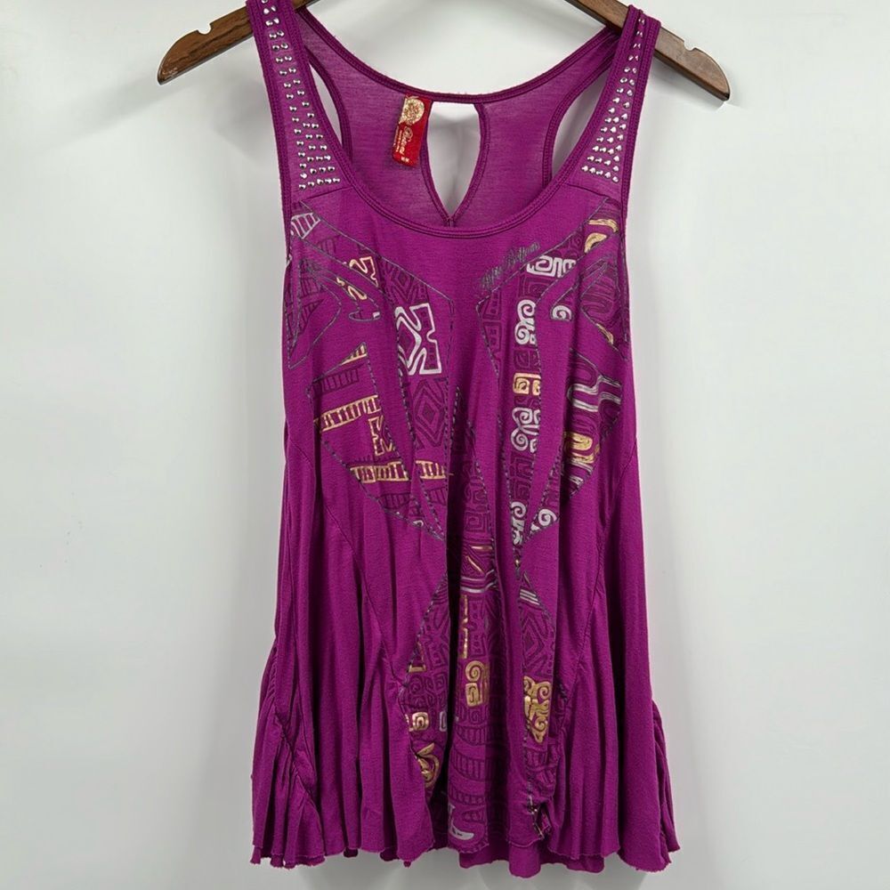 Apple Bottoms Y2K Purple Ruffled Swing Tank Top Medium Excellent Condition